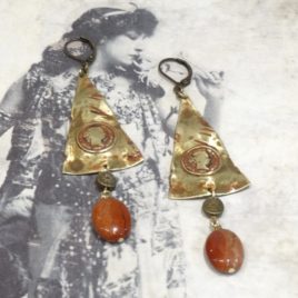 Boucles d’oreilles rustiques jaspe rouge