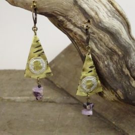 Boucles d’oreilles rustiques et améthystes