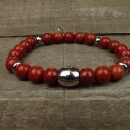 Bracelet homme jaspe rouge