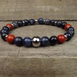 Bracelet homme sodalite et jaspe rouge