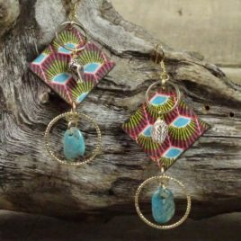 Boucles d’oreilles plumes de paon