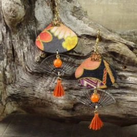 Boucles d’oreilles tissu japonais