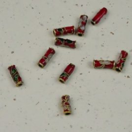 Tube émail cloisonné rouge