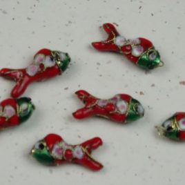 Poisson émail cloisonné rouge