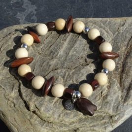 Bracelet jaspe écru et bois de kamagong