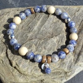Bracelet sodalite mouchetée jaspe écru