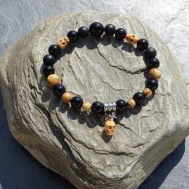 Bracelet homme onyx jaspe paysagé têtes de mort